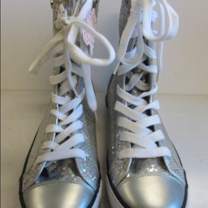 Gotta Flurt Silver Sequined High Top Sneakers -9